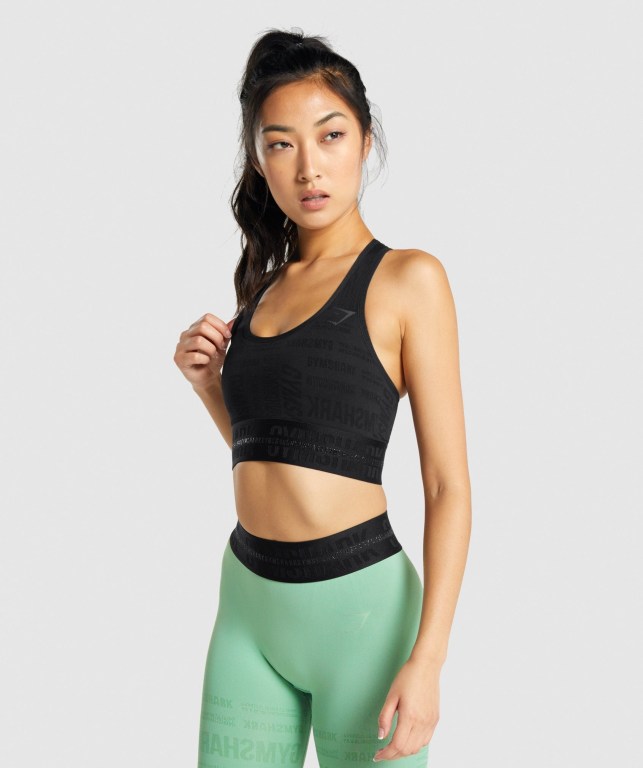 Gymshark Vision Women's Sports Bra Black | UAE-43OUKT