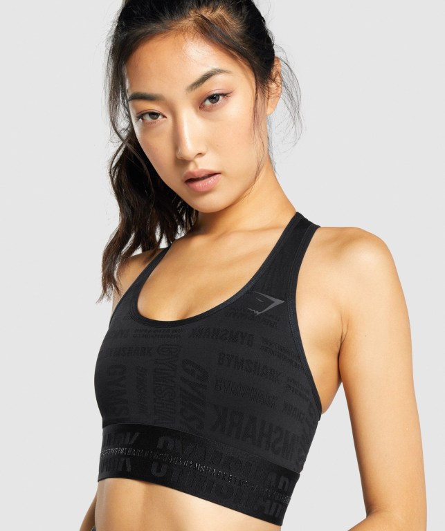 Gymshark Vision Women's Sports Bra Black | UAE-43OUKT