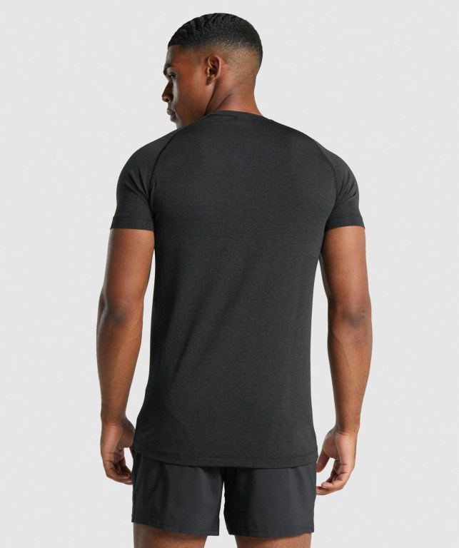 Gymshark Vital Light Seamless Men's T Shirts Black | UAE-67XDVC