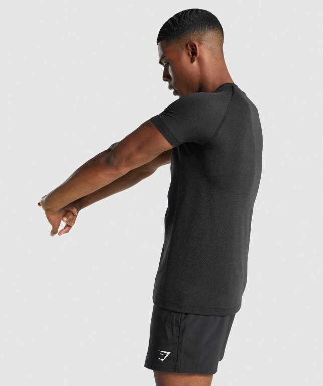 Gymshark Vital Light Seamless Men's T Shirts Black | UAE-67XDVC