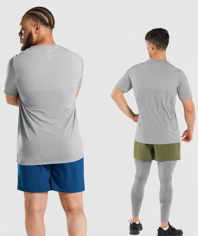 Gymshark Vital Men's T Shirts Grey | UAE-97HULF