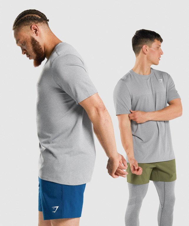 Gymshark Vital Men's T Shirts Grey | UAE-97HULF