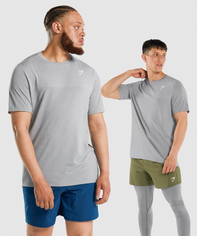 Gymshark Vital Men\'s T Shirts Grey | UAE-97HULF