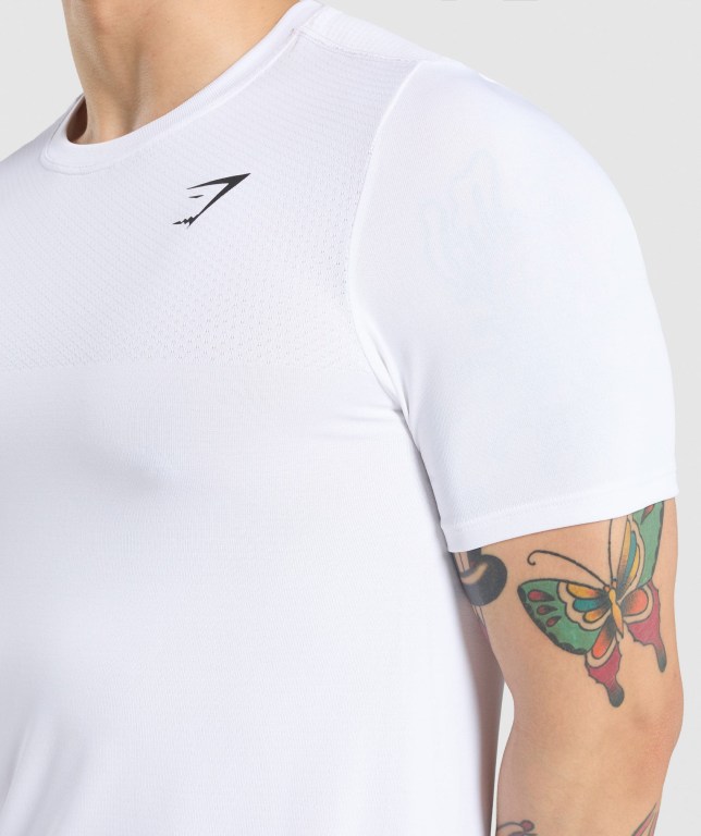 Gymshark Vital Men's T Shirts White | UAE-56GEBI