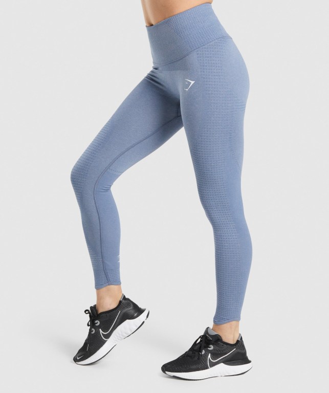 Gymshark Vital Rise Seamless High Waisted Women's Leggings Blue | UAE-62SEPU