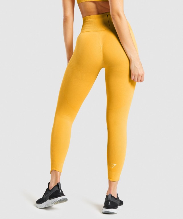 Gymshark Vital Rise Seamless High Waisted Women's Leggings Yellow | UAE-98DNBH