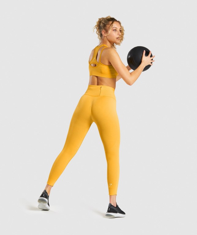 Gymshark Vital Rise Seamless High Waisted Women's Leggings Yellow | UAE-98DNBH