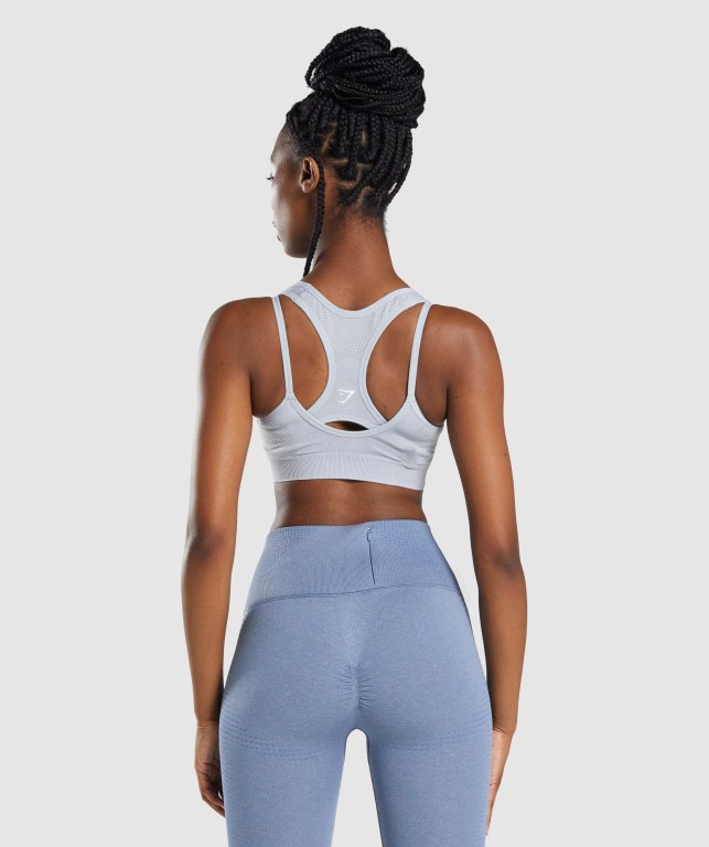 Gymshark Vital Rise Seamless Women's Sports Bra Light Grey | UAE-19XHFO