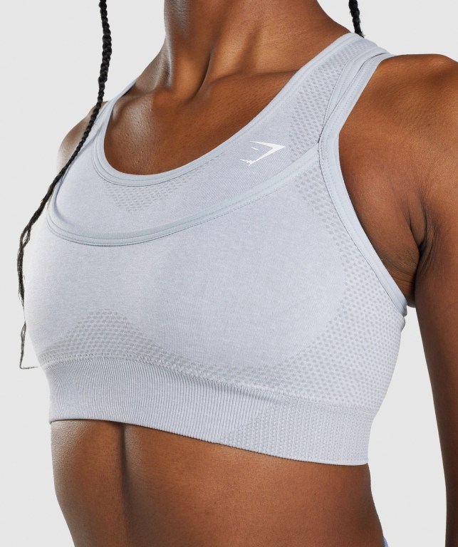 Gymshark Vital Rise Seamless Women's Sports Bra Light Grey | UAE-19XHFO