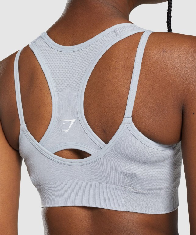 Gymshark Vital Rise Seamless Women's Sports Bra Light Grey | UAE-19XHFO