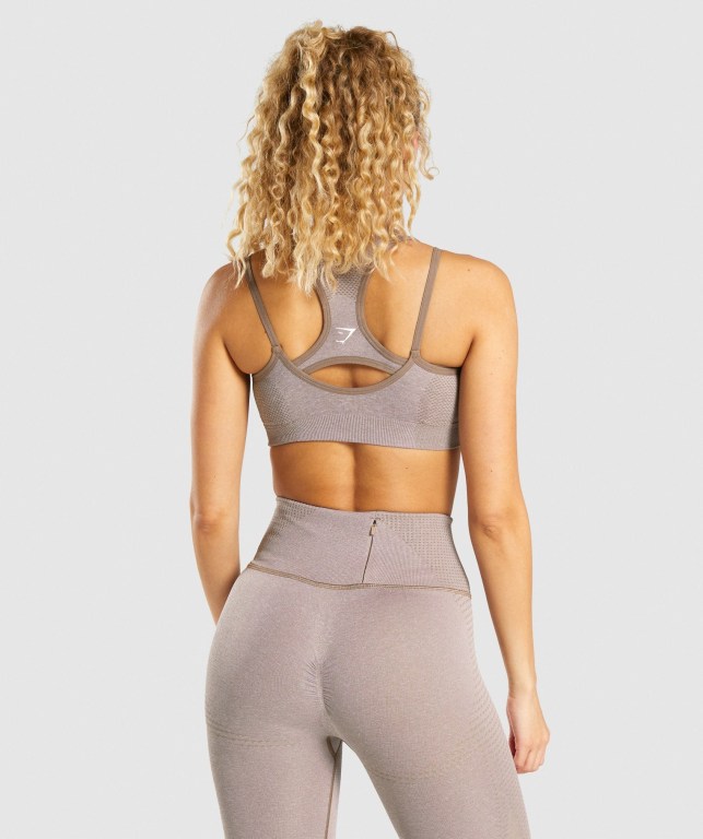 Gymshark Vital Rise Seamless Women's Sports Bra Grey Brown | UAE-28DSRE