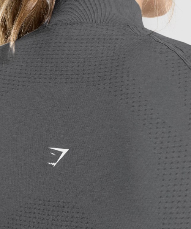 Gymshark Vital Seamless 2.0 1/2 Zip Women's Hoodies Grey | UAE-41RHGX