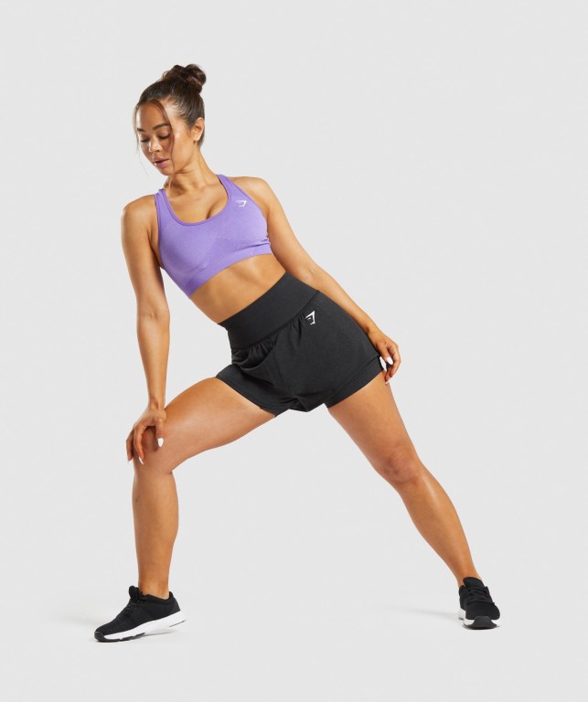 Gymshark Vital Seamless 2.0 2-in-1 Women's Shorts Black | UAE-12PTNK