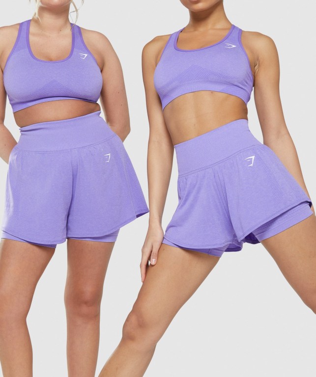 Gymshark Vital Seamless 2.0 2-in-1 Women's Shorts Light Purple | UAE-56BVEZ