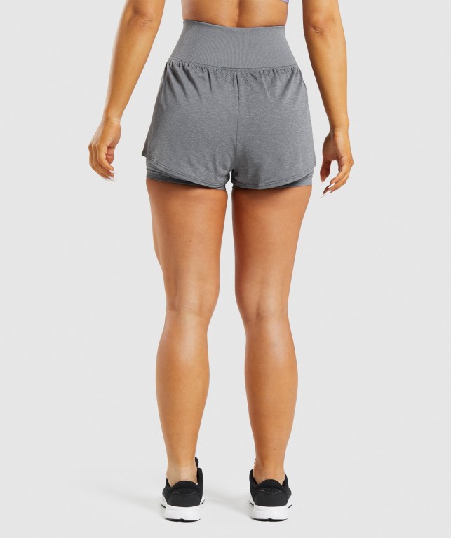 Gymshark Vital Seamless 2.0 2-in-1 Women's Shorts Grey | UAE-78TURI