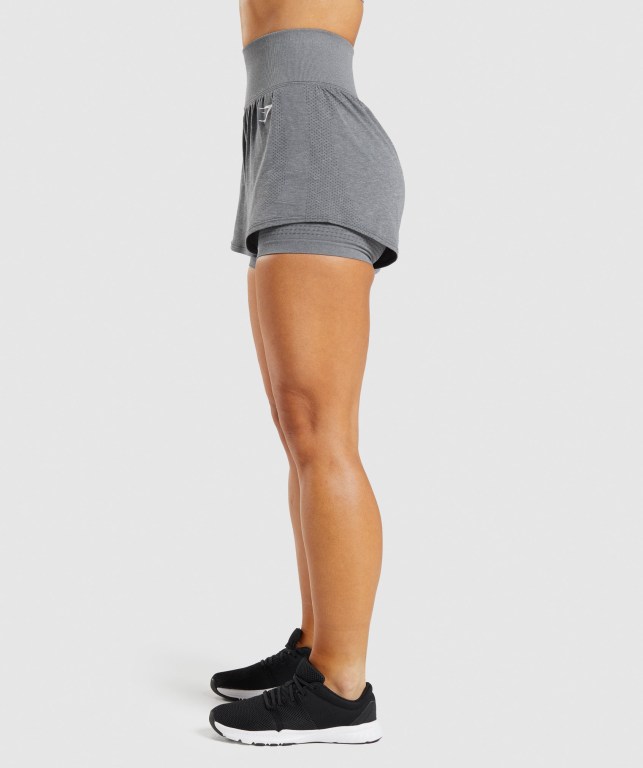 Gymshark Vital Seamless 2.0 2-in-1 Women's Shorts Grey | UAE-78TURI