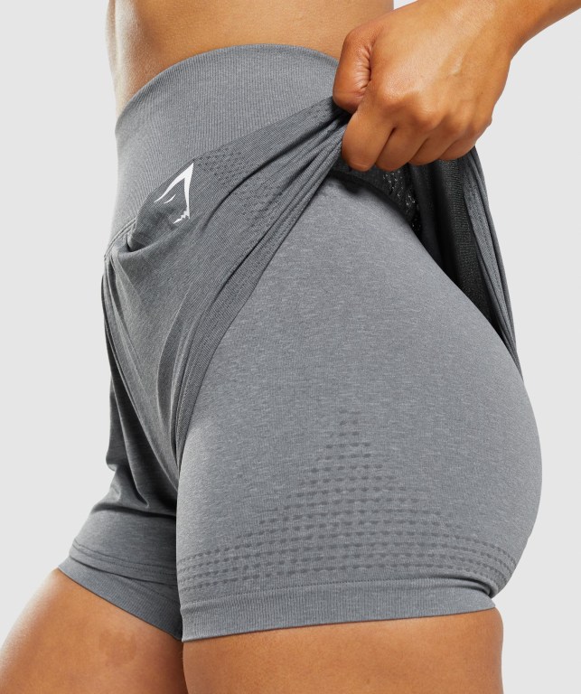 Gymshark Vital Seamless 2.0 2-in-1 Women's Shorts Grey | UAE-78TURI