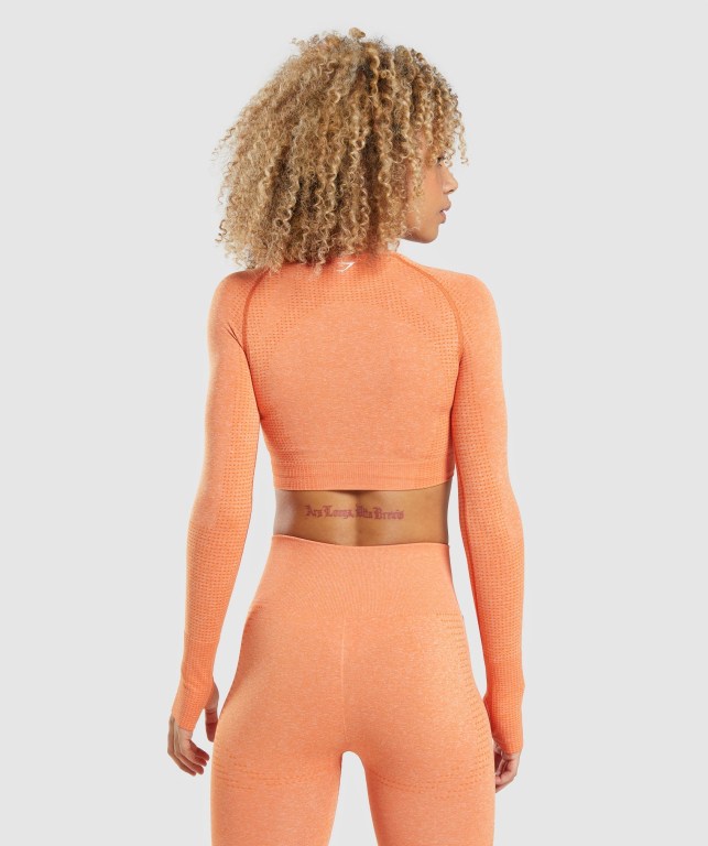 Gymshark Vital Seamless 2.0 Crop Top Women's Sweatshirts Apricot Orange | UAE-15ZOTP