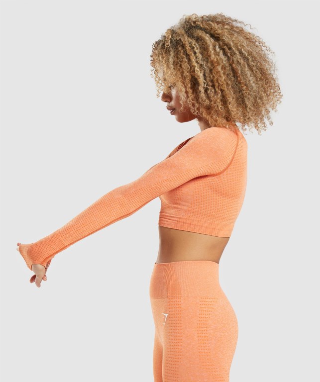 Gymshark Vital Seamless 2.0 Crop Top Women's Sweatshirts Apricot Orange | UAE-15ZOTP