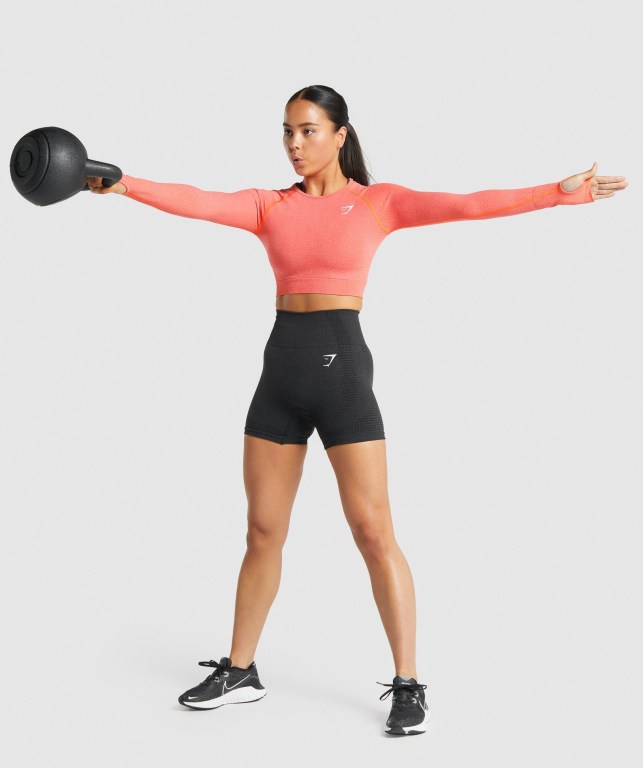 Gymshark Vital Seamless 2.0 Crop Top Women's Sweatshirts Orange | UAE-18BHPR