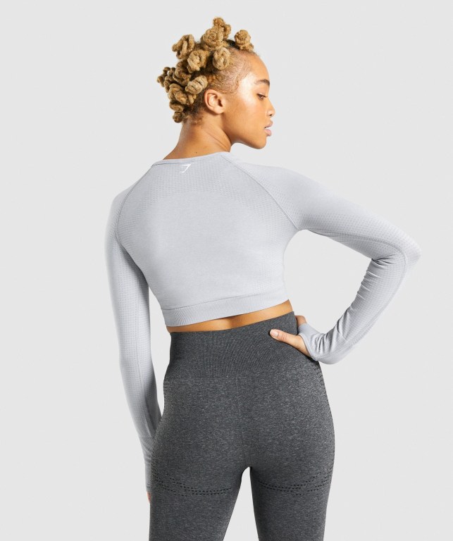 Gymshark Vital Seamless 2.0 Crop Top Women's Sweatshirts Light Grey | UAE-31VSRW