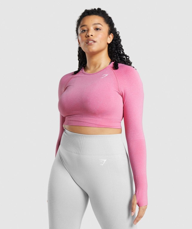 Gymshark Vital Seamless 2.0 Crop Top Women\'s T Shirts Pink | UAE-52RGAK