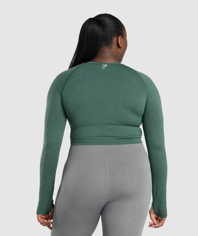 Gymshark Vital Seamless 2.0 Crop Top Women's Sweatshirts Dark Green | UAE-65THYF