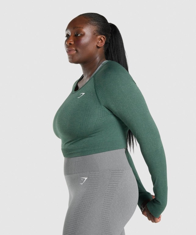 Gymshark Vital Seamless 2.0 Crop Top Women's Sweatshirts Dark Green | UAE-65THYF