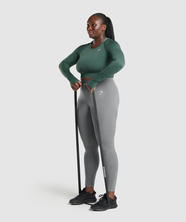 Gymshark Vital Seamless 2.0 Crop Top Women's Sweatshirts Dark Green | UAE-65THYF