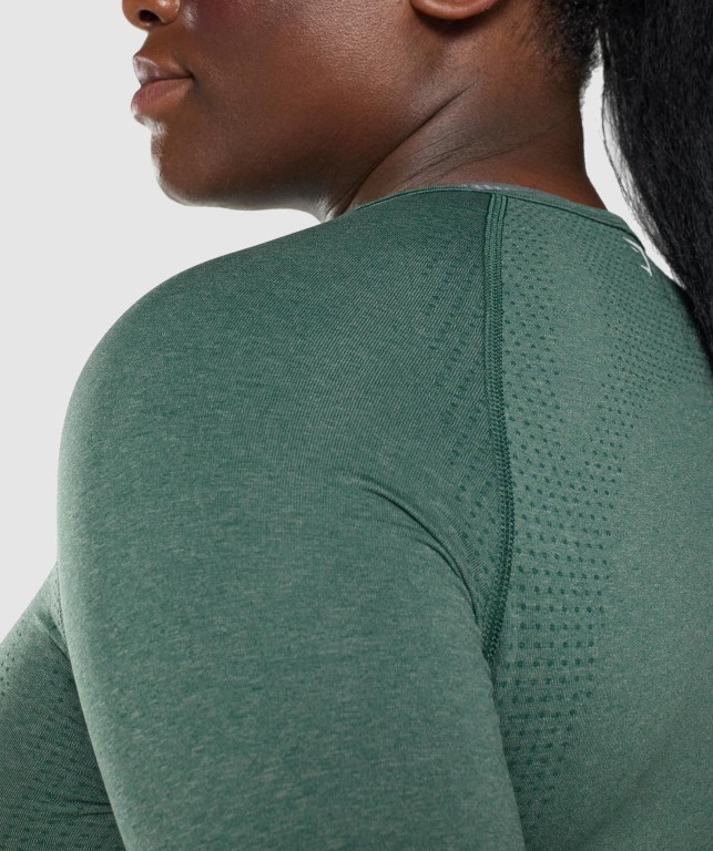 Gymshark Vital Seamless 2.0 Crop Top Women's Sweatshirts Dark Green | UAE-65THYF