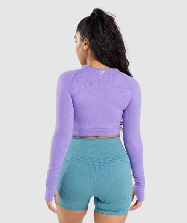 Gymshark Vital Seamless 2.0 Crop Top Women's T Shirts Light Purple | UAE-67NLWR