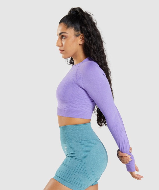 Gymshark Vital Seamless 2.0 Crop Top Women's T Shirts Light Purple | UAE-67NLWR