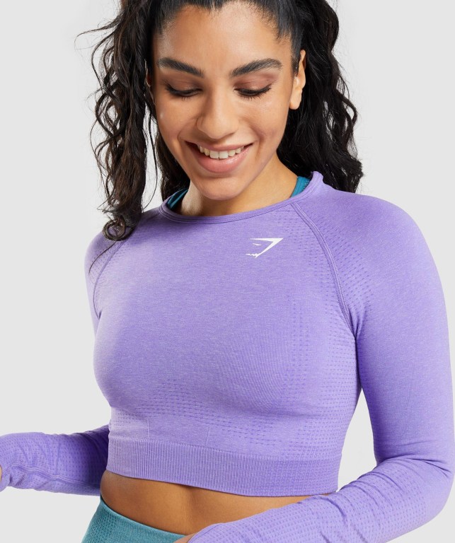 Gymshark Vital Seamless 2.0 Crop Top Women's T Shirts Light Purple | UAE-67NLWR