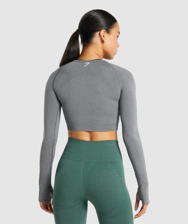 Gymshark Vital Seamless 2.0 Crop Top Women's T Shirts Grey | UAE-68RNAP