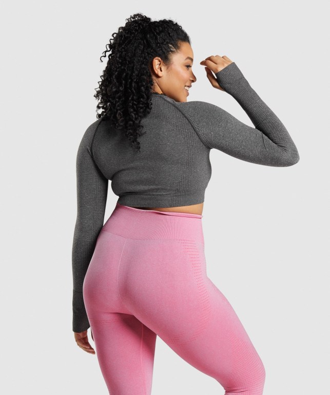 Gymshark Vital Seamless 2.0 Crop Top Women's Sweatshirts Grey | UAE-73VDUO