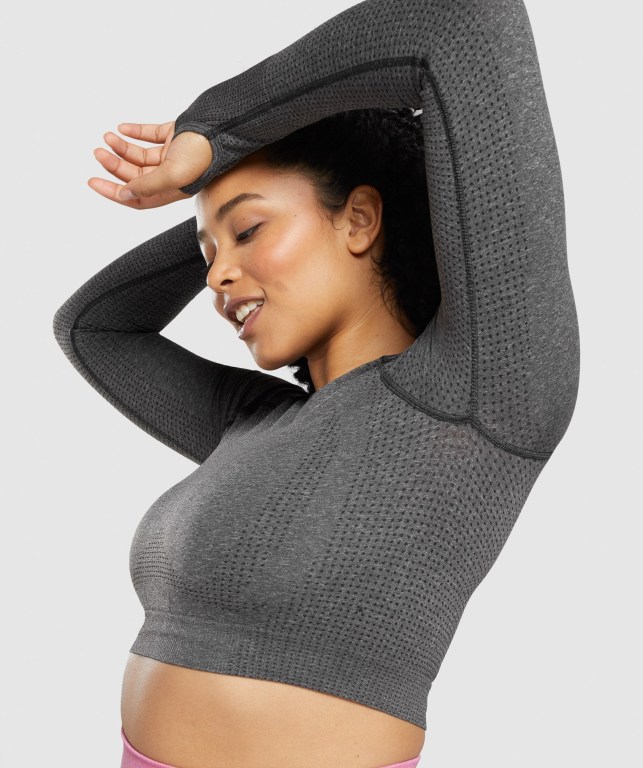 Gymshark Vital Seamless 2.0 Crop Top Women's Sweatshirts Grey | UAE-73VDUO