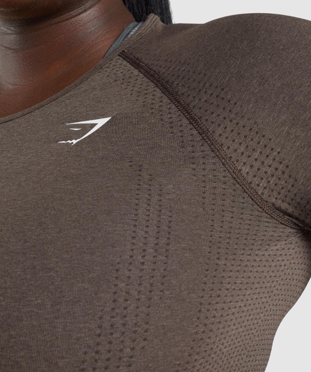 Gymshark Vital Seamless 2.0 Crop Top Women's Sweatshirts Brown | UAE-84WNIO