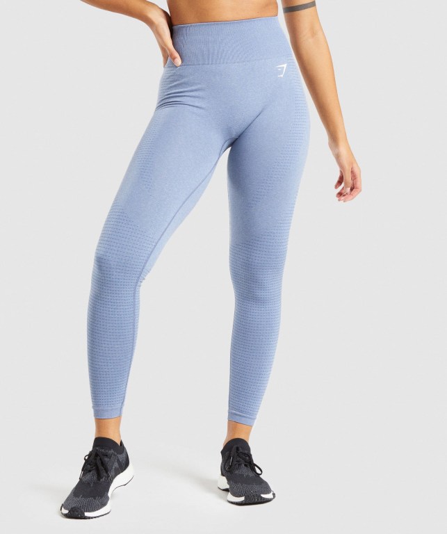 Gymshark Vital Seamless 2.0 High Waisted Women\'s Leggings Blue | UAE-17OLNW