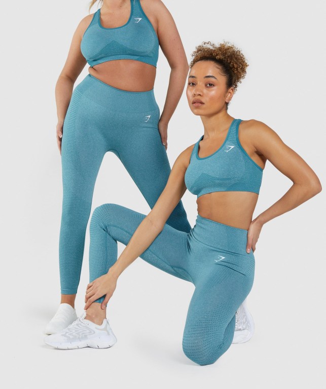 Gymshark Vital Seamless 2.0 High Waisted Women's Leggings Turquoise | UAE-60WINK