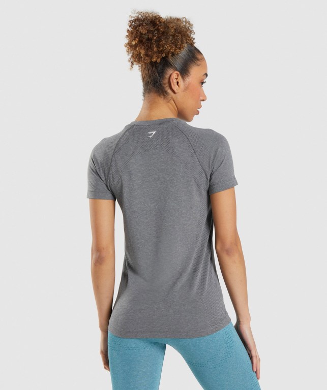 Gymshark Vital Seamless 2.0 Light Women's T Shirts Grey | UAE-04EONU