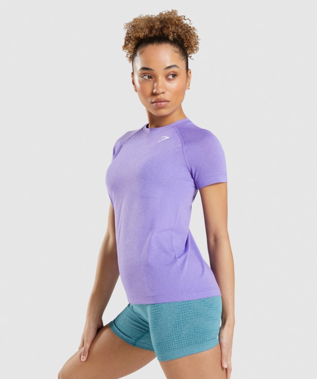 Gymshark Vital Seamless 2.0 Light Women's T Shirts Light Purple | UAE-38QSIH