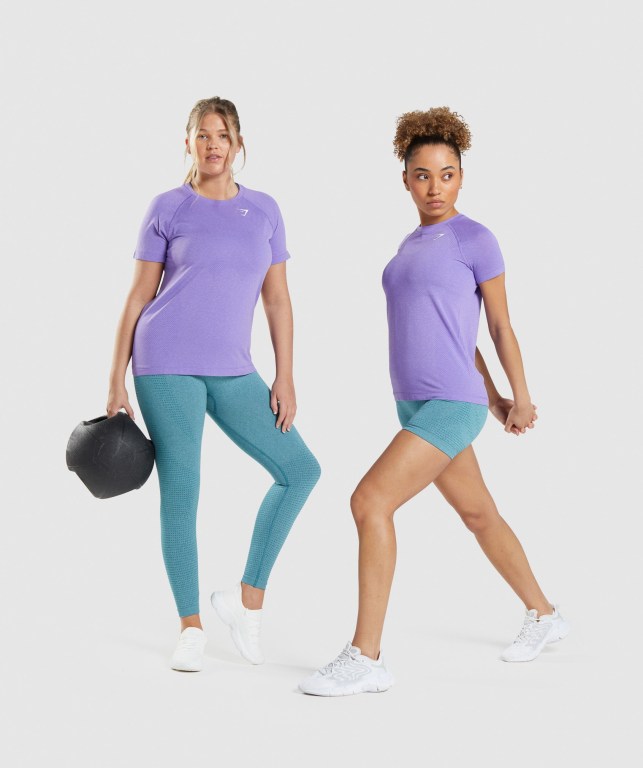 Gymshark Vital Seamless 2.0 Light Women's T Shirts Light Purple | UAE-38QSIH