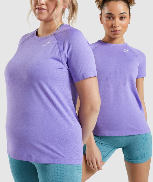 Gymshark Vital Seamless 2.0 Light Women's T Shirts Light Purple | UAE-38QSIH