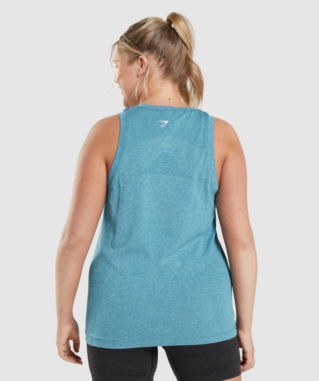 Gymshark Vital Seamless 2.0 Light Women's Tank Tops Turquoise | UAE-42XARL