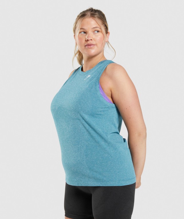 Gymshark Vital Seamless 2.0 Light Women's Tank Tops Turquoise | UAE-42XARL