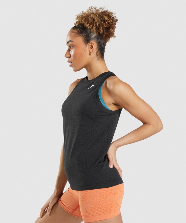 Gymshark Vital Seamless 2.0 Light Women's Tank Tops Black | UAE-61GTXR