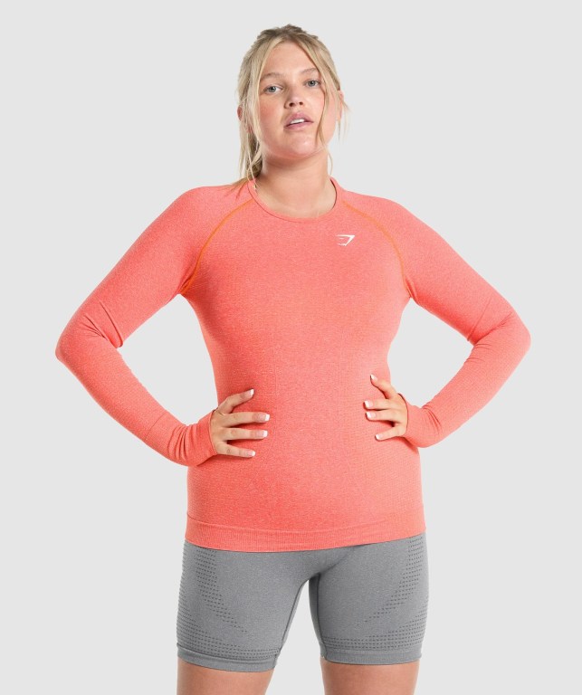 Gymshark Vital Seamless 2.0 Top Women\'s T Shirts Orange | UAE-04LRAM