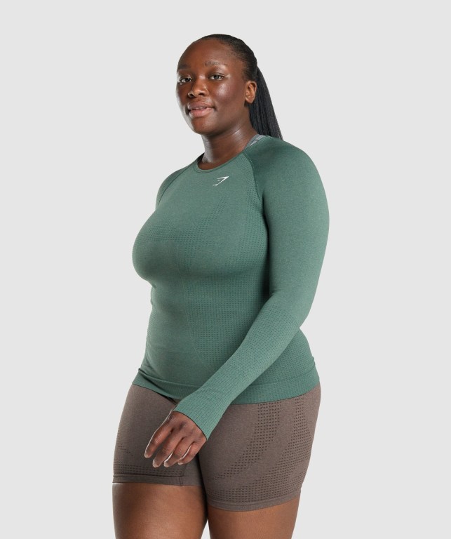 Gymshark Vital Seamless 2.0 Top Women's T Shirts Dark Green | UAE-37BECL