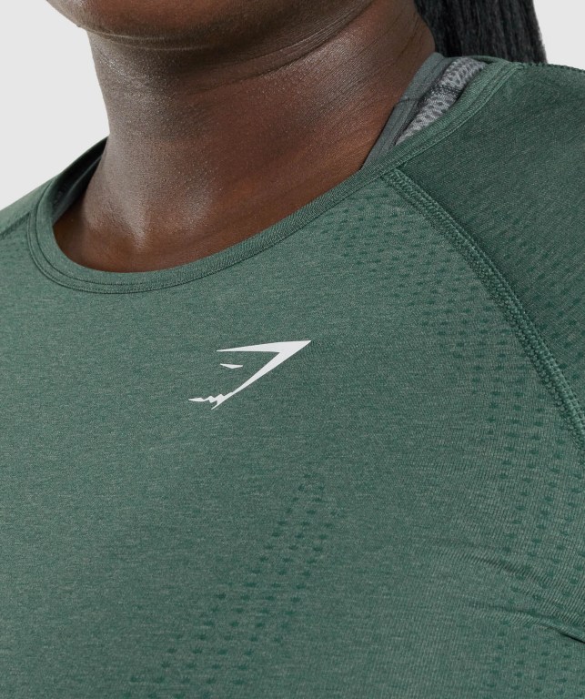 Gymshark Vital Seamless 2.0 Top Women's T Shirts Dark Green | UAE-37BECL