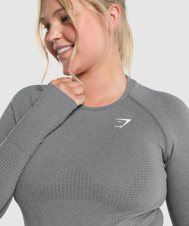 Gymshark Vital Seamless 2.0 Top Women's T Shirts Grey | UAE-37VRYZ